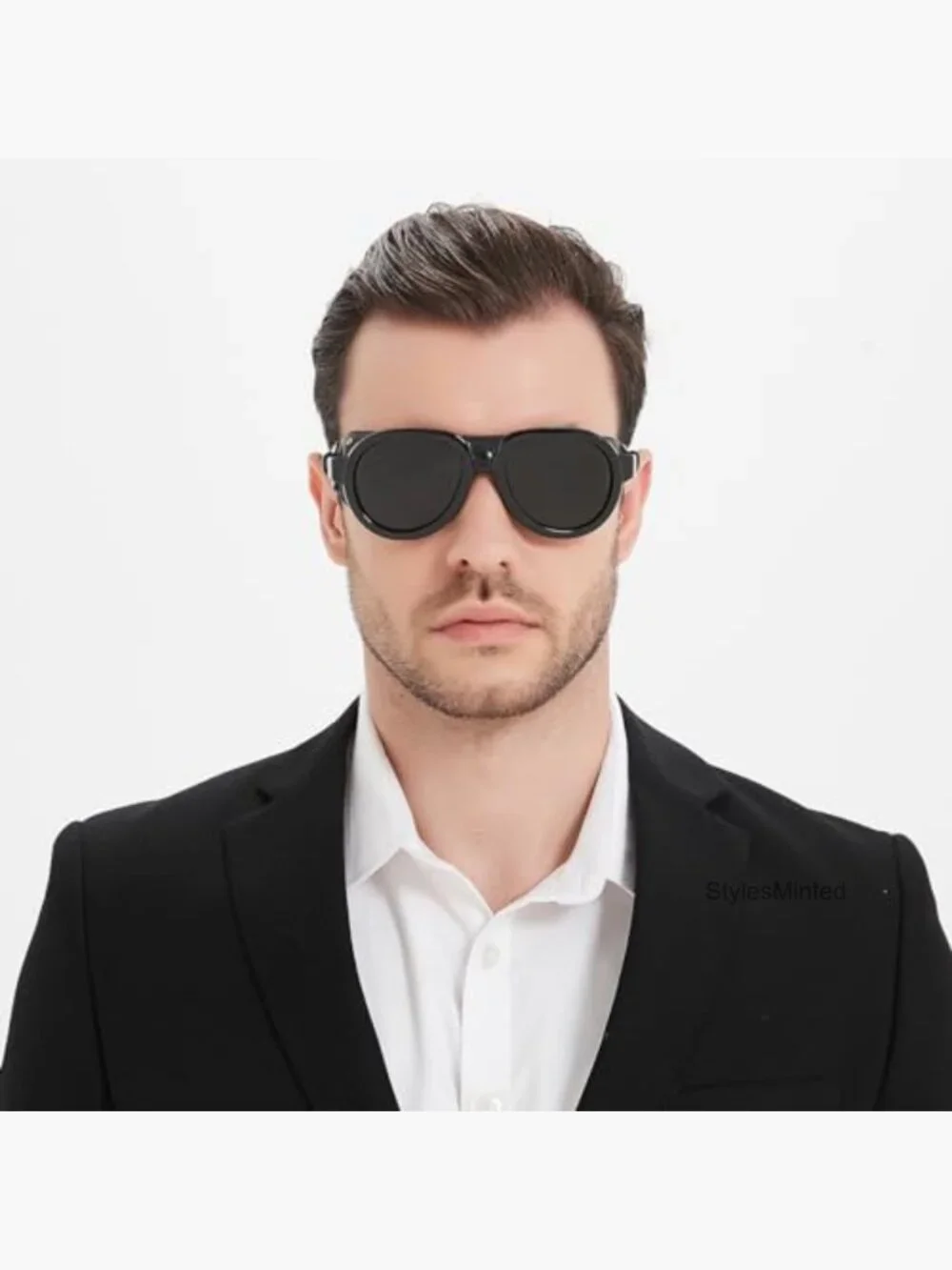 Aviator Steampunk Polarized Sunglasses with Leather Side Shield